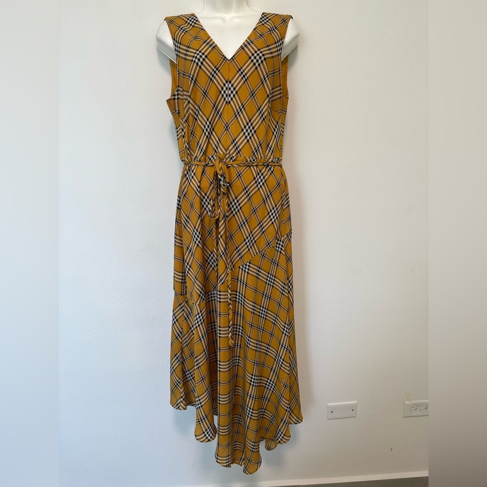 Vince Camuto - Women's Sleeveless V-Neck Highland Plaid Belted Dress (Size 10) - Picture 3 of 9